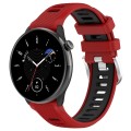 For Samsung Galaxy Watch 6 Classic 43mm 20mm Sports Two-Color Steel Buckle Silicone Watch Band(Red+B