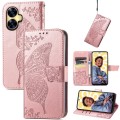 For Realme C55 Butterfly Love Flower Embossed Leather Phone Case(Rose Gold)
