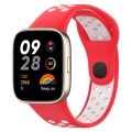 For Redmi Watch 3 Sports Two-Color Silicone Watch Band(Red+White)