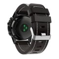 For Garmin Fenix 7X Solar 26mm Sewing Leather Steel Buckle Watch Band(Black)