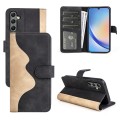 For Samsung Galaxy A24 4G / 5G Stitching Horizontal Flip Leather Phone Case(Black)