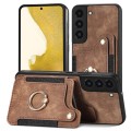 For Samsung Galaxy S22+ 5G Retro Skin-feel Ring Multi-card Wallet Phone Case(Brown)