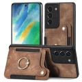 For Samsung Galaxy S21 FE 5G Retro Skin-feel Ring Multi-card Wallet Phone Case(Brown)