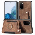For Samsung Galaxy S20 Ultra Retro Skin-feel Ring Multi-card Wallet Phone Case(Brown)