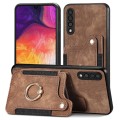 For Samsung Galaxy A50 Retro Skin-feel Ring Multi-card Wallet Phone Case(Brown)