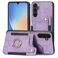 For Samsung Galaxy A34 5G Retro Skin-feel Ring Multi-card Wallet Phone Case(Purple)