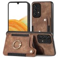 For Samsung Galaxy A33 5G Retro Skin-feel Ring Multi-card Wallet Phone Case(Brown)