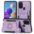 For Samsung Galaxy A21s Retro Skin-feel Ring Multi-card Wallet Phone Case(Purple)