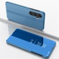 For Samsung Galaxy M14 Plated Mirror Horizontal Flip Leather Case with Holder(Blue)