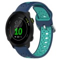 For Garmin Forerunner 158 20mm Breathable Two-Color Silicone Watch Band(Blue+Teal)