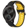 For Garmin VivoMove Style 20mm Breathable Two-Color Silicone Watch Band(Black+Yellow)