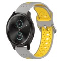 For Garmin VivoMove Style 20mm Breathable Two-Color Silicone Watch Band(Grey+Yellow)