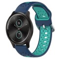 For Garmin VivoMove Style 20mm Breathable Two-Color Silicone Watch Band(Blue+Teal)