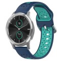 For Garmin VivoMove Luxe 20mm Breathable Two-Color Silicone Watch Band(Blue+Teal)