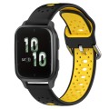 For Garmin Forerunner Sq2 20mm Breathable Two-Color Silicone Watch Band(Black+Yellow)