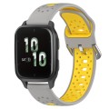 For Garmin Forerunner Sq2 20mm Breathable Two-Color Silicone Watch Band(Grey+Yellow)