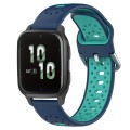 For Garmin Forerunner Sq2 20mm Breathable Two-Color Silicone Watch Band(Blue+Teal)