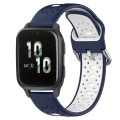 For Garmin Forerunner Sq2 20mm Breathable Two-Color Silicone Watch Band(Midnight Blue+White)