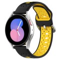 For Samsung Galaxy Watch 5 44mm 20mm Breathable Two-Color Silicone Watch Band(Black+Yellow)