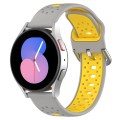 For Samsung Galaxy Watch 5 44mm 20mm Breathable Two-Color Silicone Watch Band(Grey+Yellow)