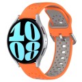 For Samsung Galaxy Watch 6 44mm 20mm Breathable Two-Color Silicone Watch Band(Orange+Grey)