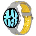 For Samsung Galaxy Watch 6 44mm 20mm Breathable Two-Color Silicone Watch Band(Grey+Yellow)