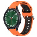 For Samsung Galaxy Watch 6 Classic 47mm 20mm Breathable Two-Color Silicone Watch Band(Orange+Black)