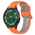 For Samsung Galaxy Watch 6 Classic 47mm 20mm Breathable Two-Color Silicone Watch Band(Orange+Grey)