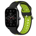 For Amazfit GTS 4 20mm Breathable Two-Color Silicone Watch Band(Black+Lime Green)