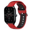 For Amazfit GTS 4 20mm Breathable Two-Color Silicone Watch Band(Red+Black)