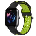 For Amazfit GTS 3 20mm Breathable Two-Color Silicone Watch Band(Black+Lime Green)