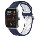 For Amazfit GTS 20mm Breathable Two-Color Silicone Watch Band(Midnight Blue+White)