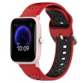 For Amazfit Pop Pro 20mm Breathable Two-Color Silicone Watch Band(Red+Black)