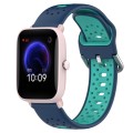 For Amazfit Pop Pro 20mm Breathable Two-Color Silicone Watch Band(Blue+Water Duck)