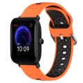 For Amazfit Pop 20mm Breathable Two-Color Silicone Watch Band(Orange+Black)