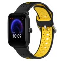 For Amazfit Pop 20mm Breathable Two-Color Silicone Watch Band(Black+Yellow)
