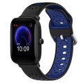 For Amazfit Pop 20mm Breathable Two-Color Silicone Watch Band(Black+Blue)