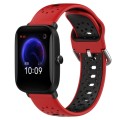 For Amazfit Pop 20mm Breathable Two-Color Silicone Watch Band(Red+Black)
