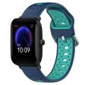 For Amazfit Pop 20mm Breathable Two-Color Silicone Watch Band(Blue+Water Duck)