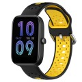 For Amazfit Bip3 20mm Breathable Two-Color Silicone Watch Band(Black+Yellow)