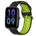 For Amazfit Bip3 20mm Breathable Two-Color Silicone Watch Band(Black+Lime Green)