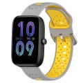 For Amazfit Bip3 20mm Breathable Two-Color Silicone Watch Band(Grey+Yellow)