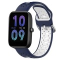 For Amazfit Bip3 20mm Breathable Two-Color Silicone Watch Band(Midnight Blue+White)
