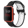 For Amazfit Bip 1S 20mm Breathable Two-Color Silicone Watch Band(Black+White)