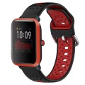 For Amazfit Bip 1S 20mm Breathable Two-Color Silicone Watch Band(Black+Red)