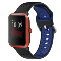 For Amazfit Bip 1S 20mm Breathable Two-Color Silicone Watch Band(Black+Blue)