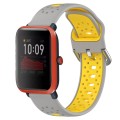 For Amazfit Bip 1S 20mm Breathable Two-Color Silicone Watch Band(Grey+Yellow)
