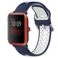 For Amazfit Bip 1S 20mm Breathable Two-Color Silicone Watch Band(Midnight Blue+White)