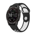 For Garmin Fenix 7 22mm Sports Breathable Silicone Watch Band(Black+White)