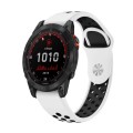 For Garmin Fenix 7 Solar 22mm Sports Breathable Silicone Watch Band(White+Black)